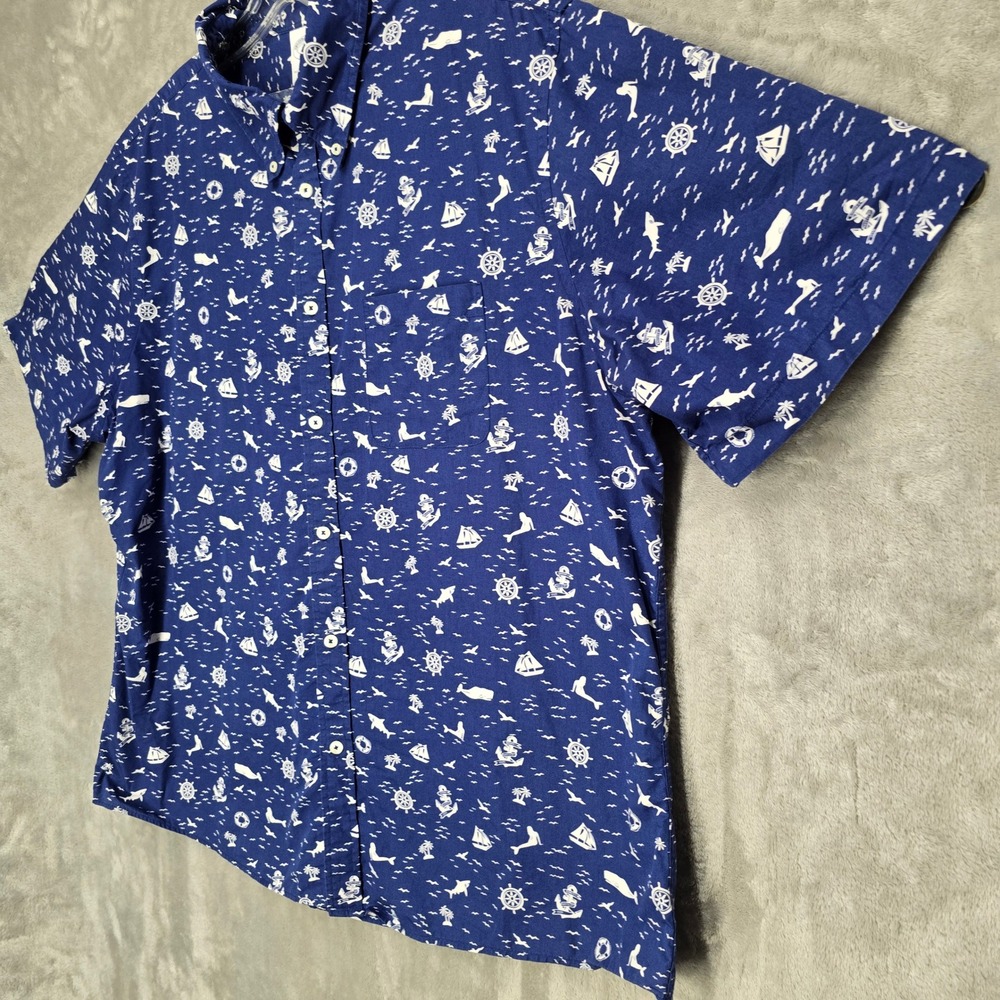 Brooks Brothers Regent Shirt Mens XXL Blue Nautical Whale Mermaid Anchor Cotton - Picture 7 of 13